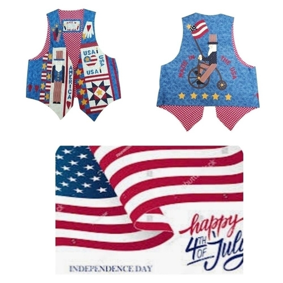Vintage Americana Usa handmade Patriotic Hippie Boho Vest - Picture 10 of 10